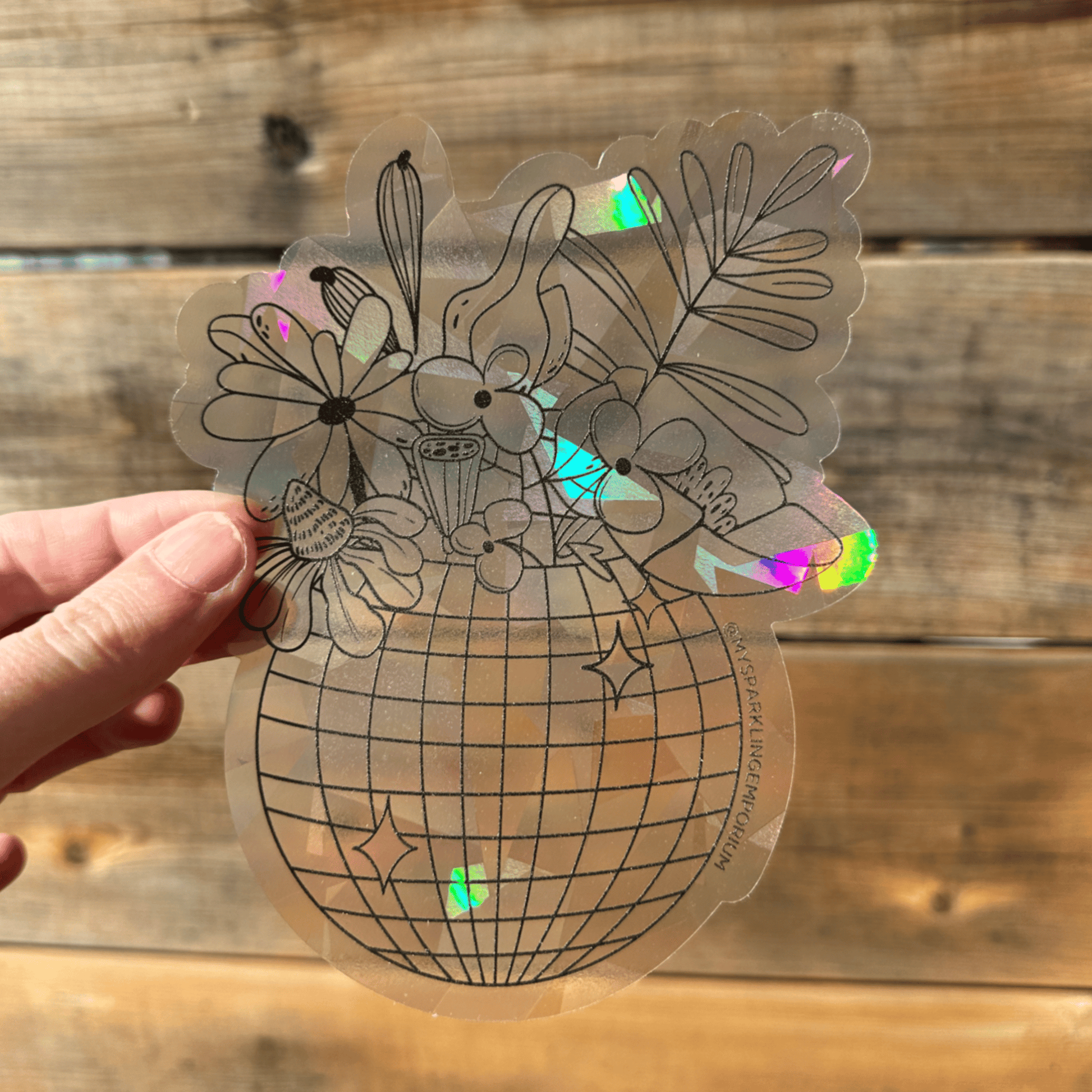 Disco Bouquet Suncatcher Sticker My Sparkling Emporium