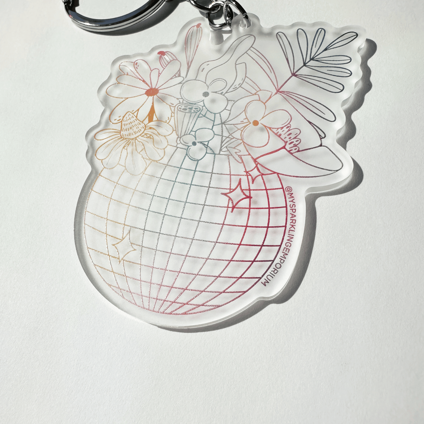 Disco Bouquet Frosted Acrylic Key Chain My Sparkling Emporium