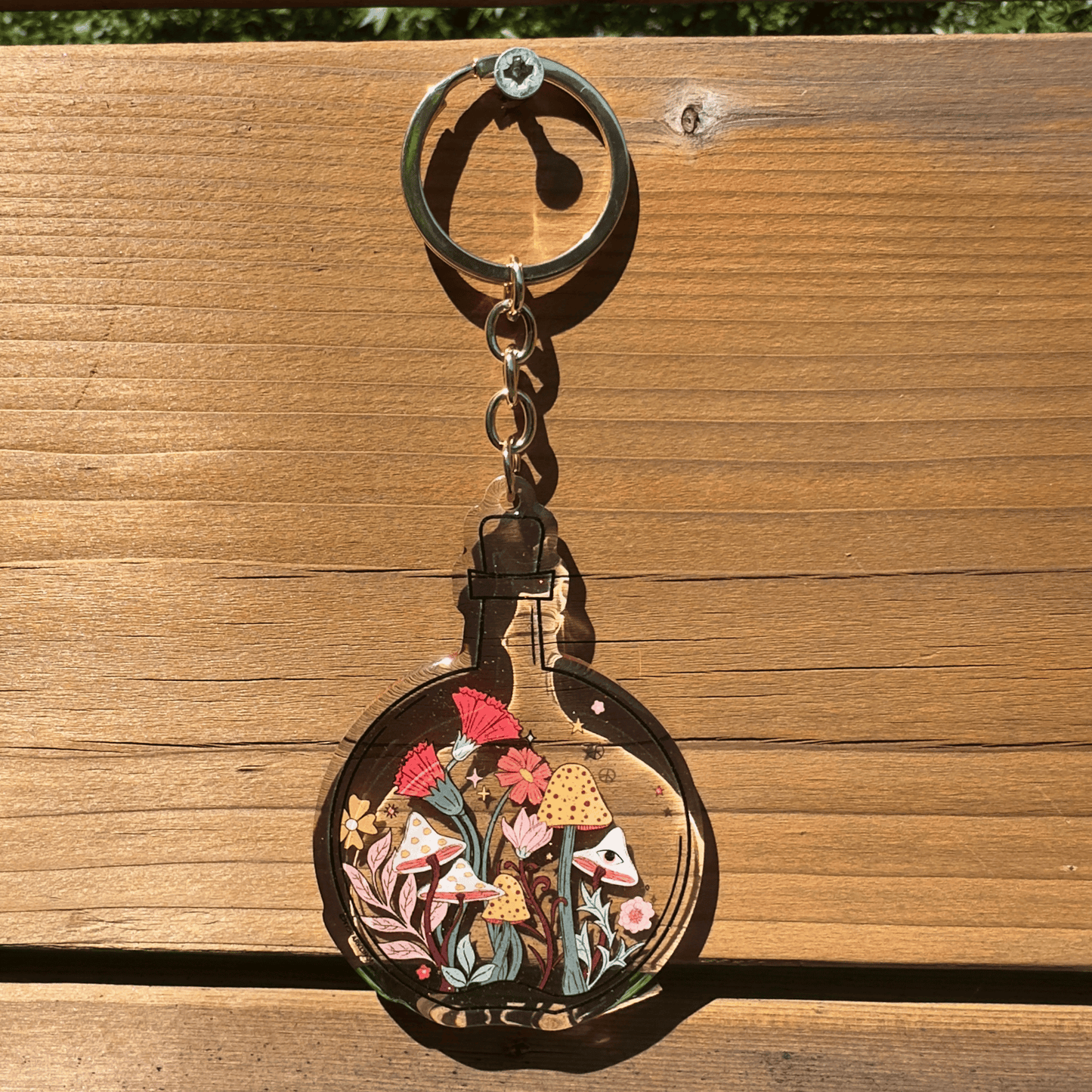 Groovy Garden Acrylic Glitter Key Chain My Sparkling Emporium