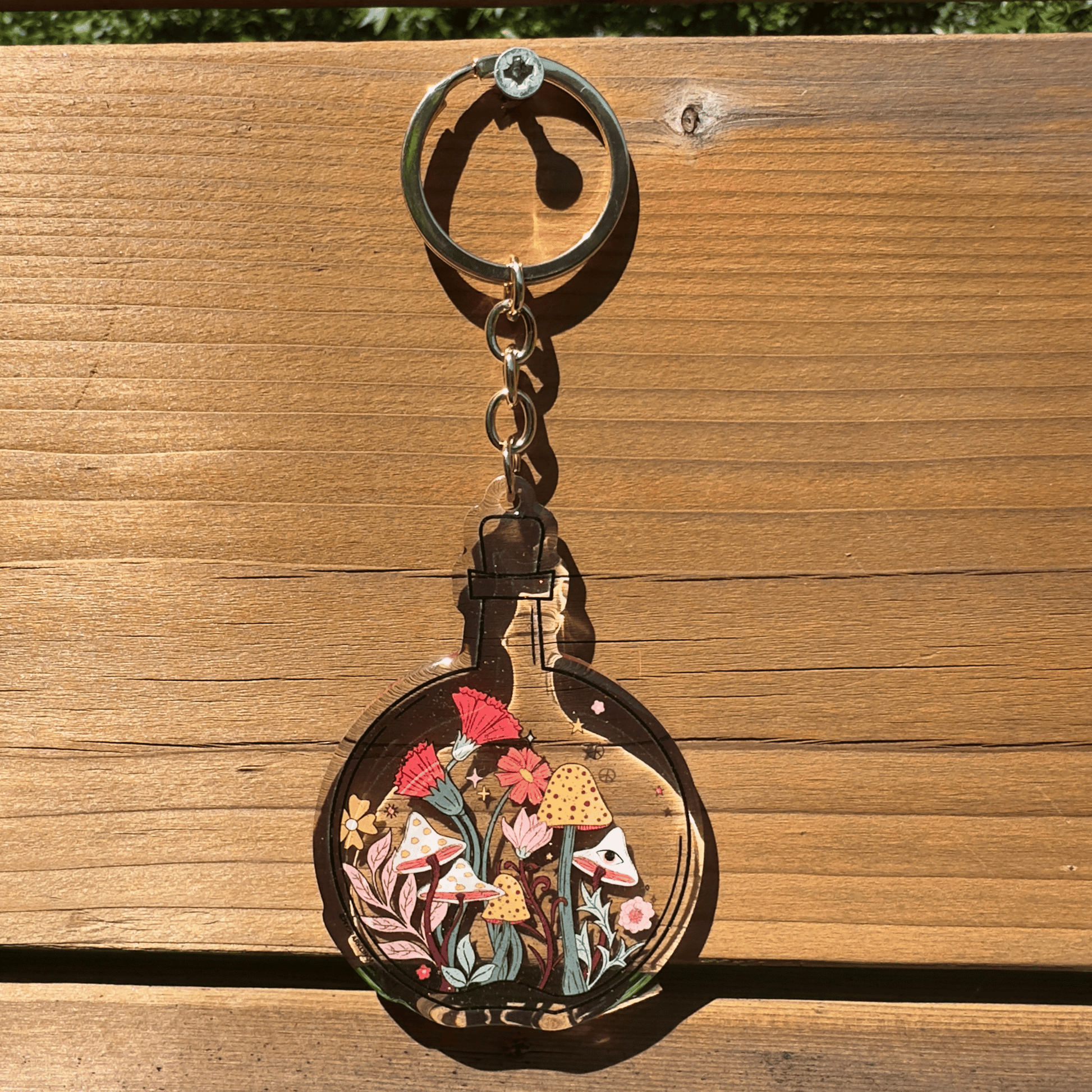 Groovy Garden Acrylic Glitter Key Chain My Sparkling Emporium