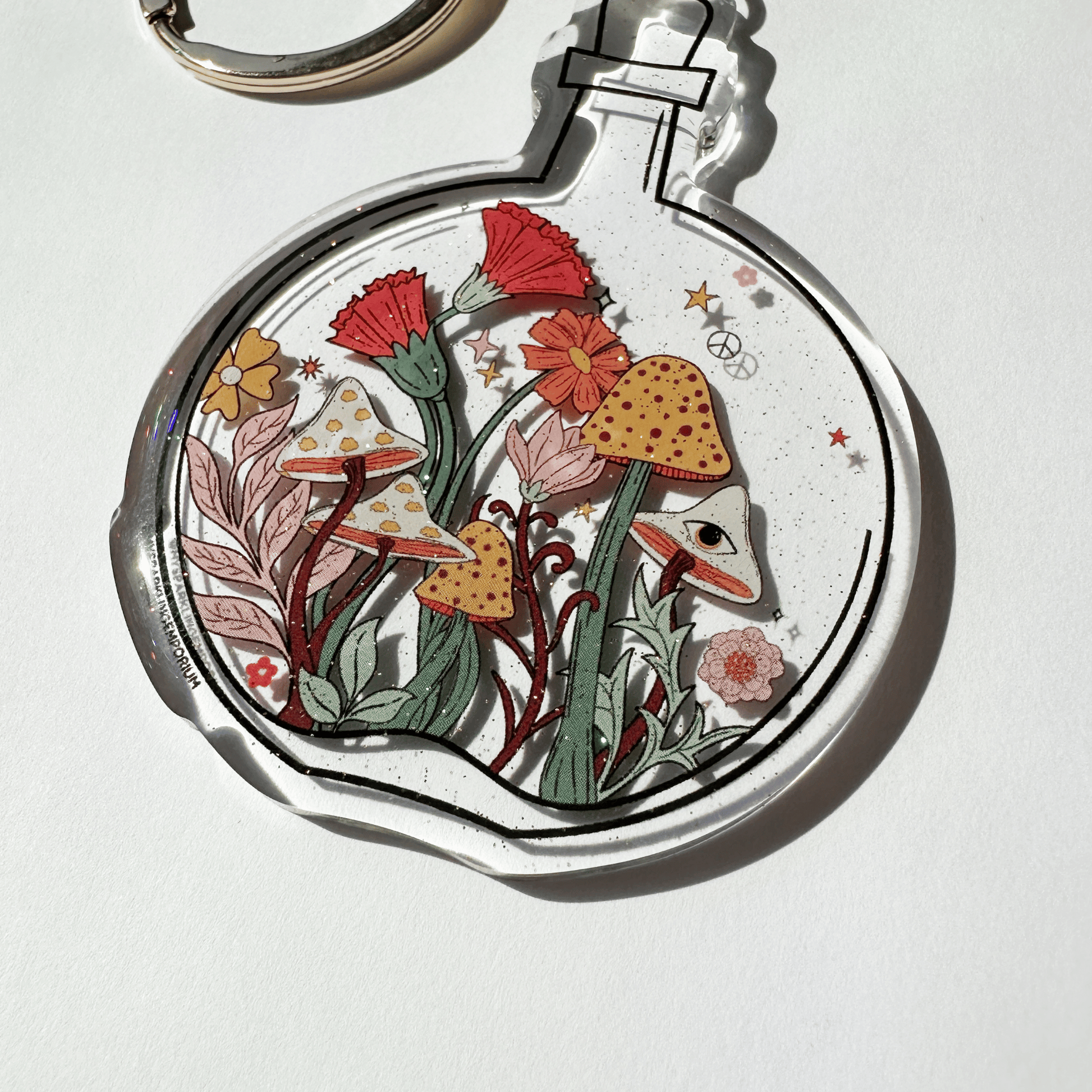 Groovy Garden Acrylic Glitter Key Chain My Sparkling Emporium