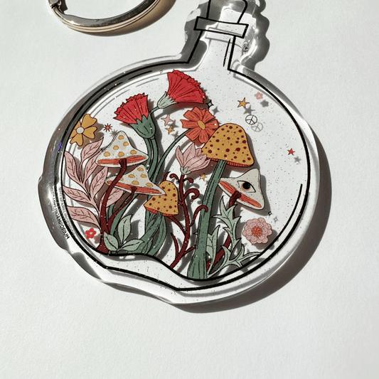 Groovy Garden Acrylic Glitter Key Chain My Sparkling Emporium