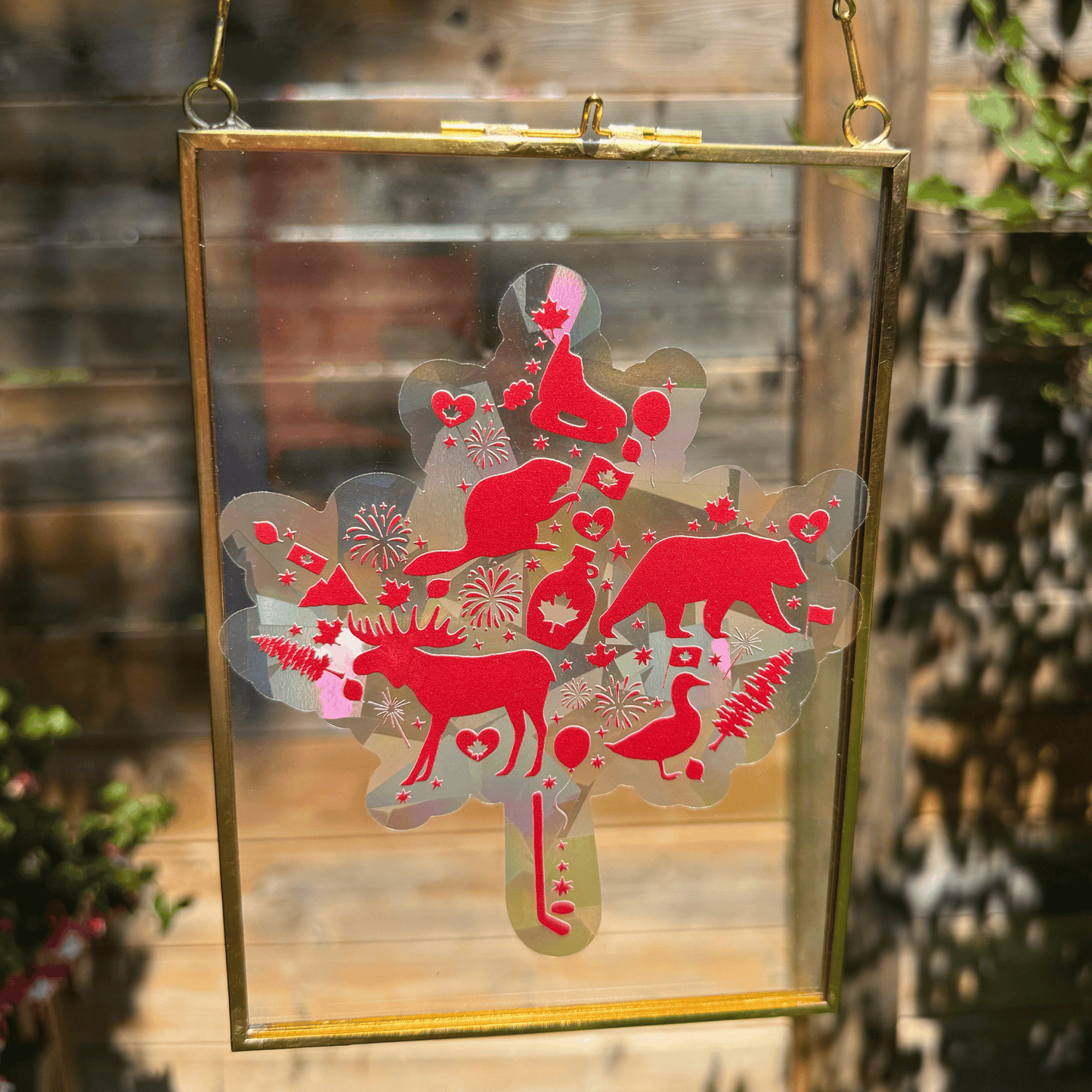 Maple Leaf Suncatcher Sticker My Sparkling Emporium