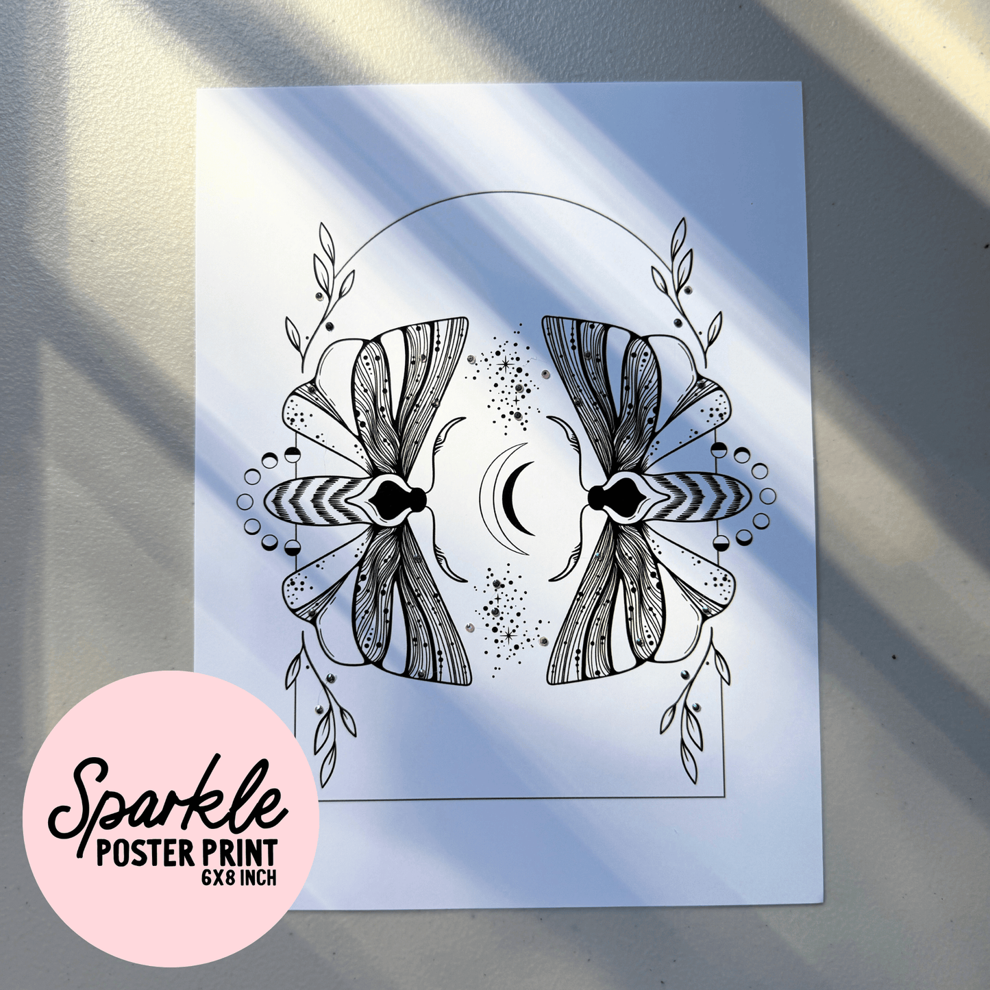 Mirror Moths Sparkle Poster Print My Sparkling Emporium