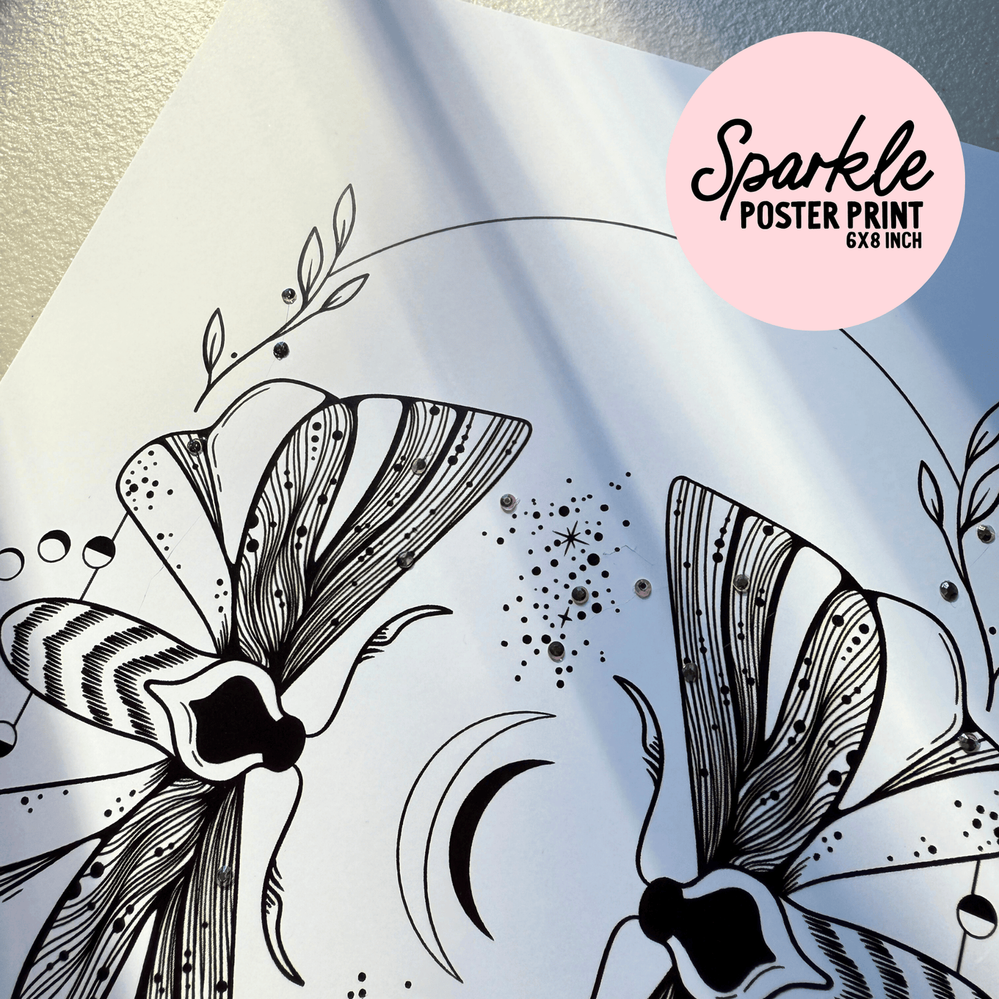 Mirror Moths Sparkle Poster Print My Sparkling Emporium