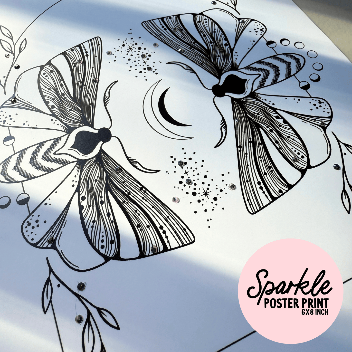 Mirror Moths Sparkle Poster Print My Sparkling Emporium