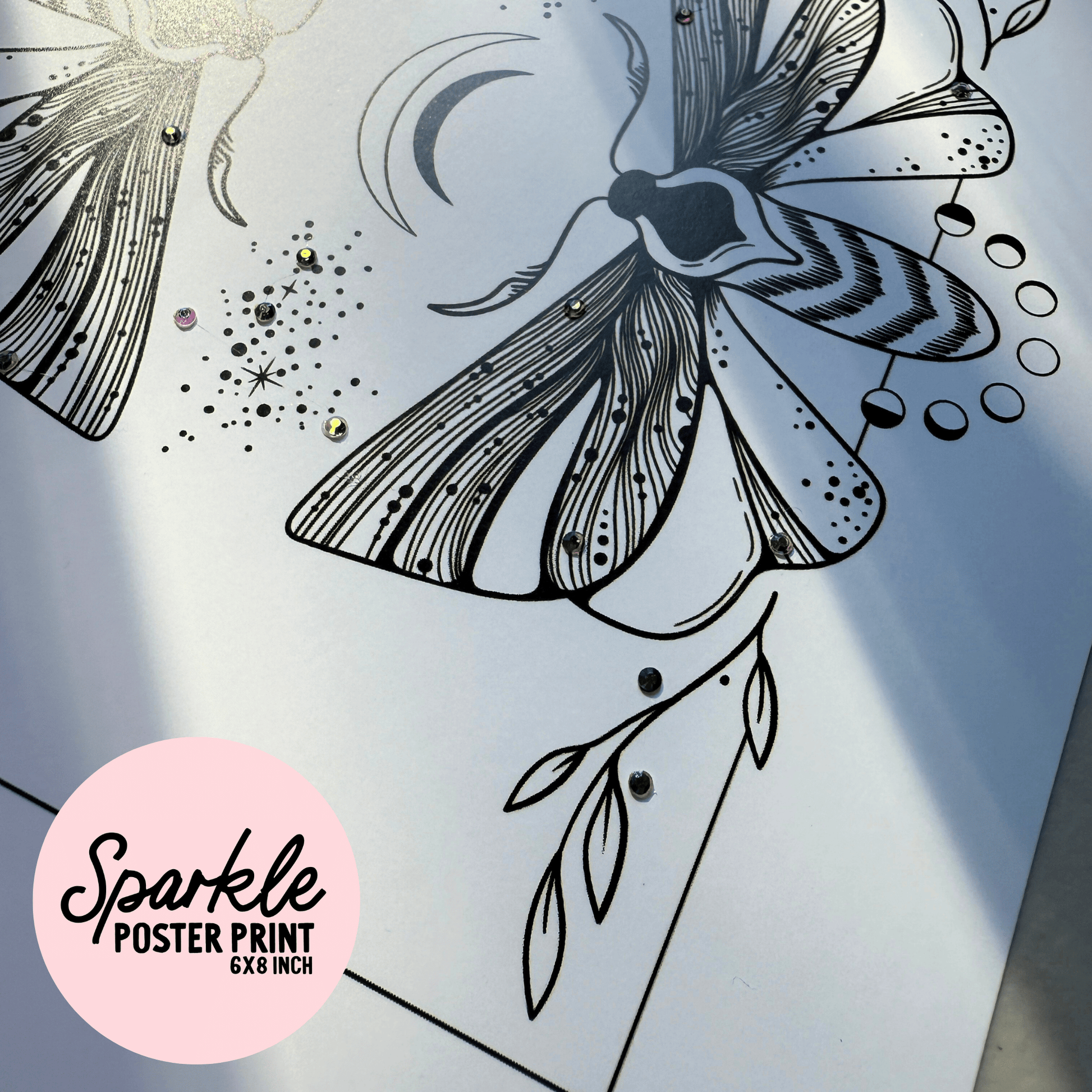 Mirror Moths Sparkle Poster Print My Sparkling Emporium