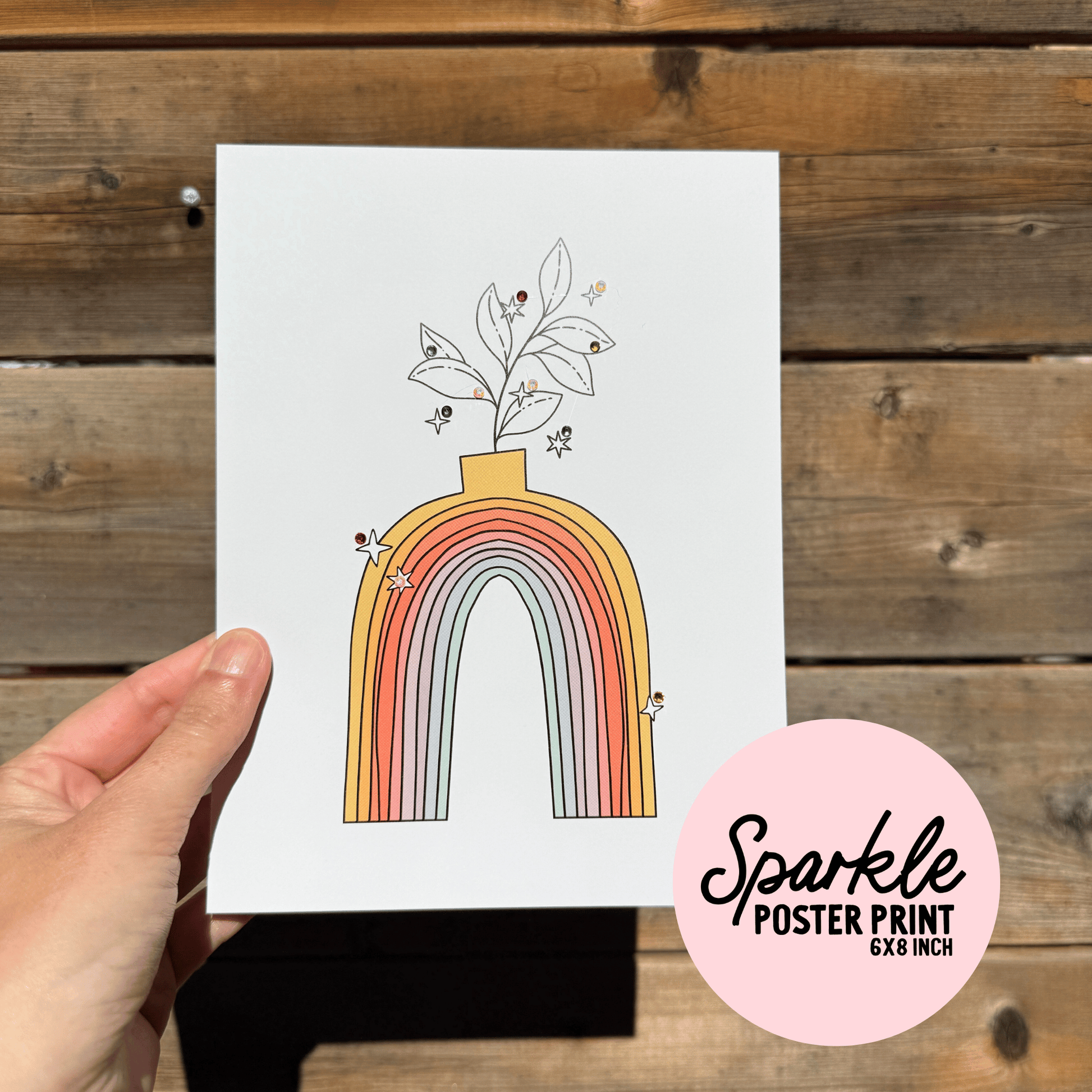 Rainbow Plant Sparkle Poster Print My Sparkling Emporium