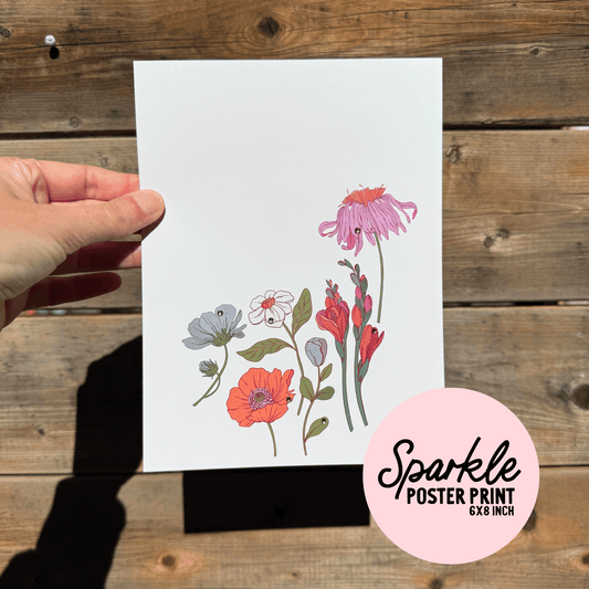 Wildflower Sparkle Poster Print My Sparkling Emporium