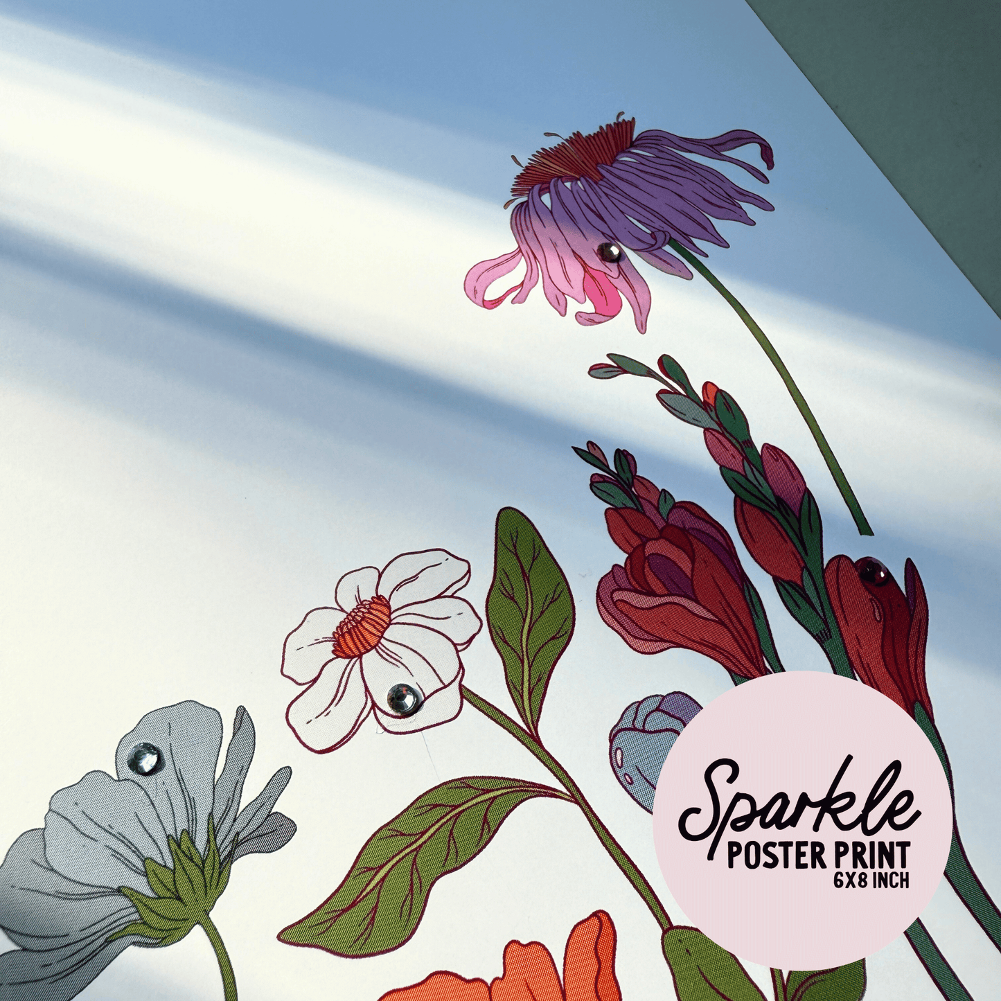 Wildflower Sparkle Poster Print My Sparkling Emporium