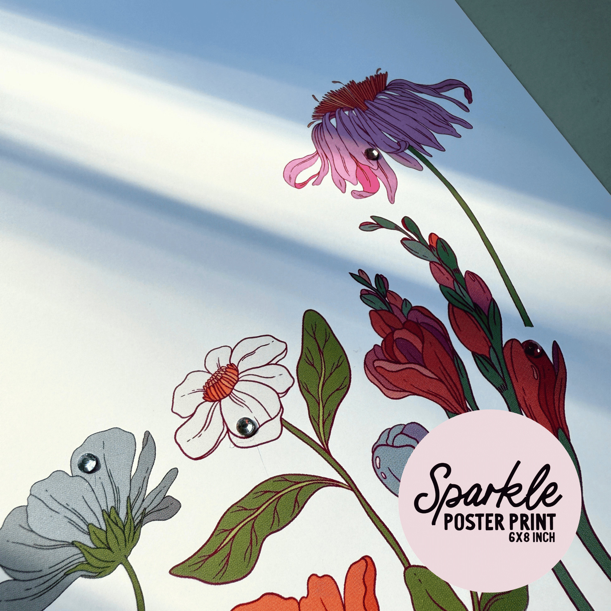 Wildflower Sparkle Poster Print My Sparkling Emporium