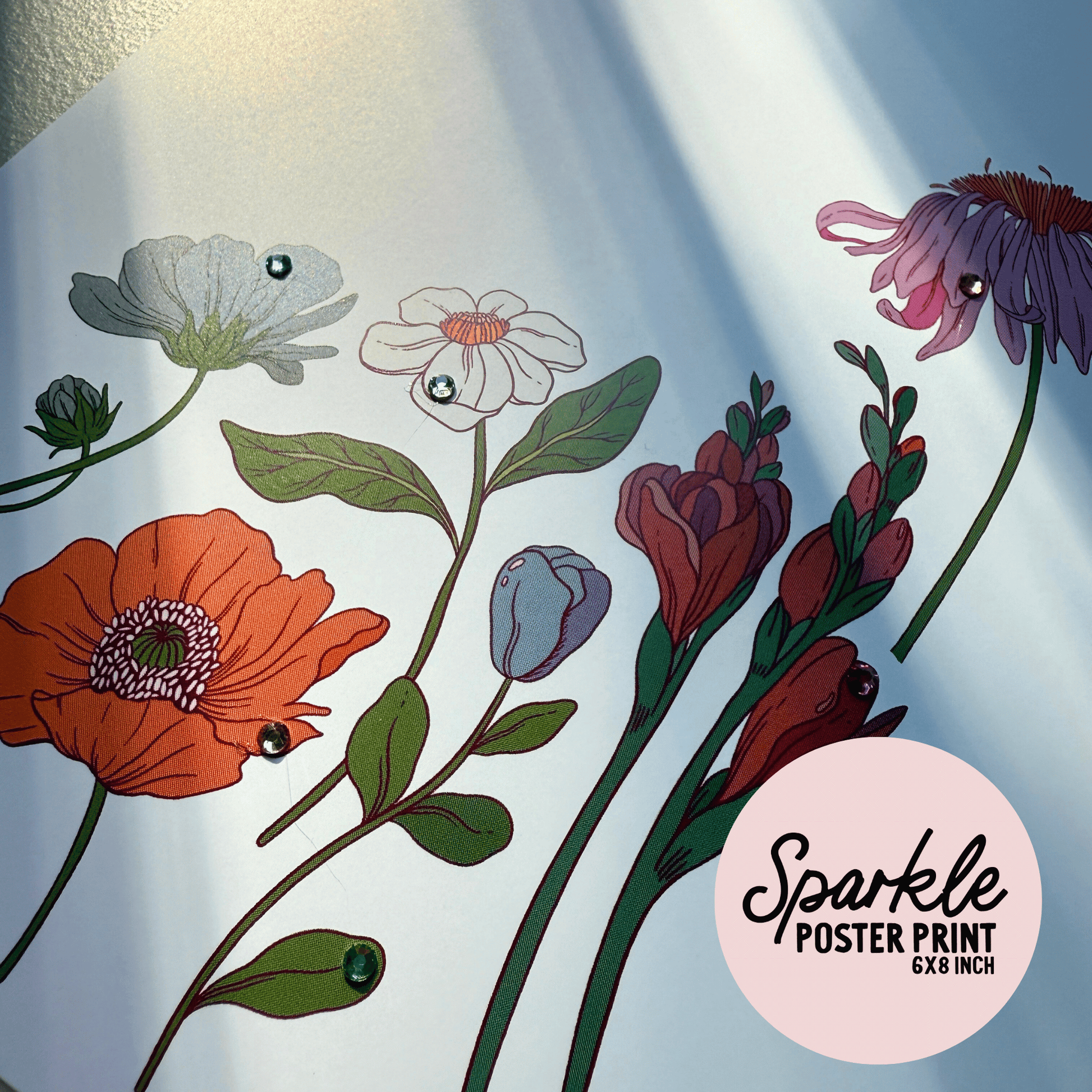 Wildflower Sparkle Poster Print My Sparkling Emporium