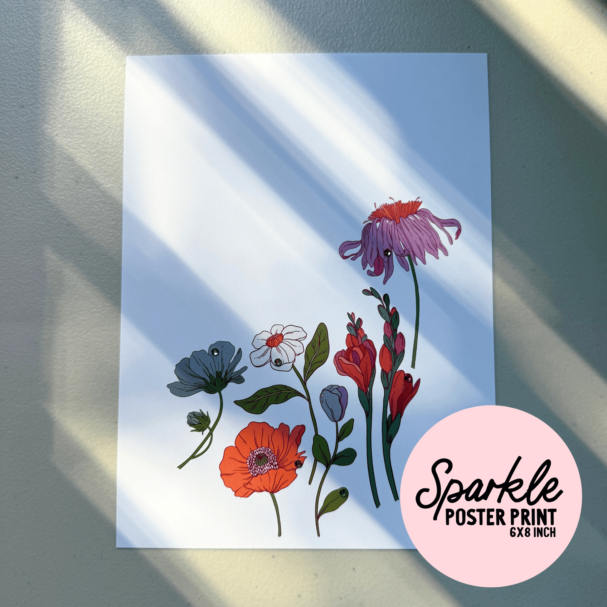 Wildflower Sparkle Poster Print My Sparkling Emporium