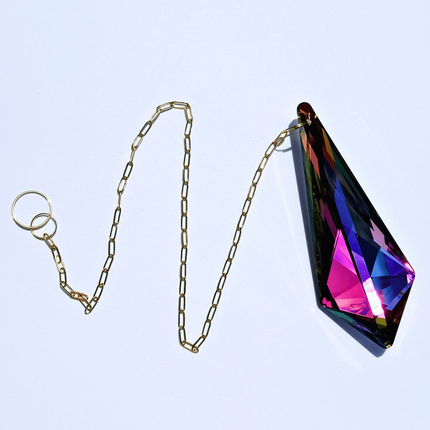 XXL Dark Rainbow Long Geo Prism Suncatcher My Sparkling Emporium