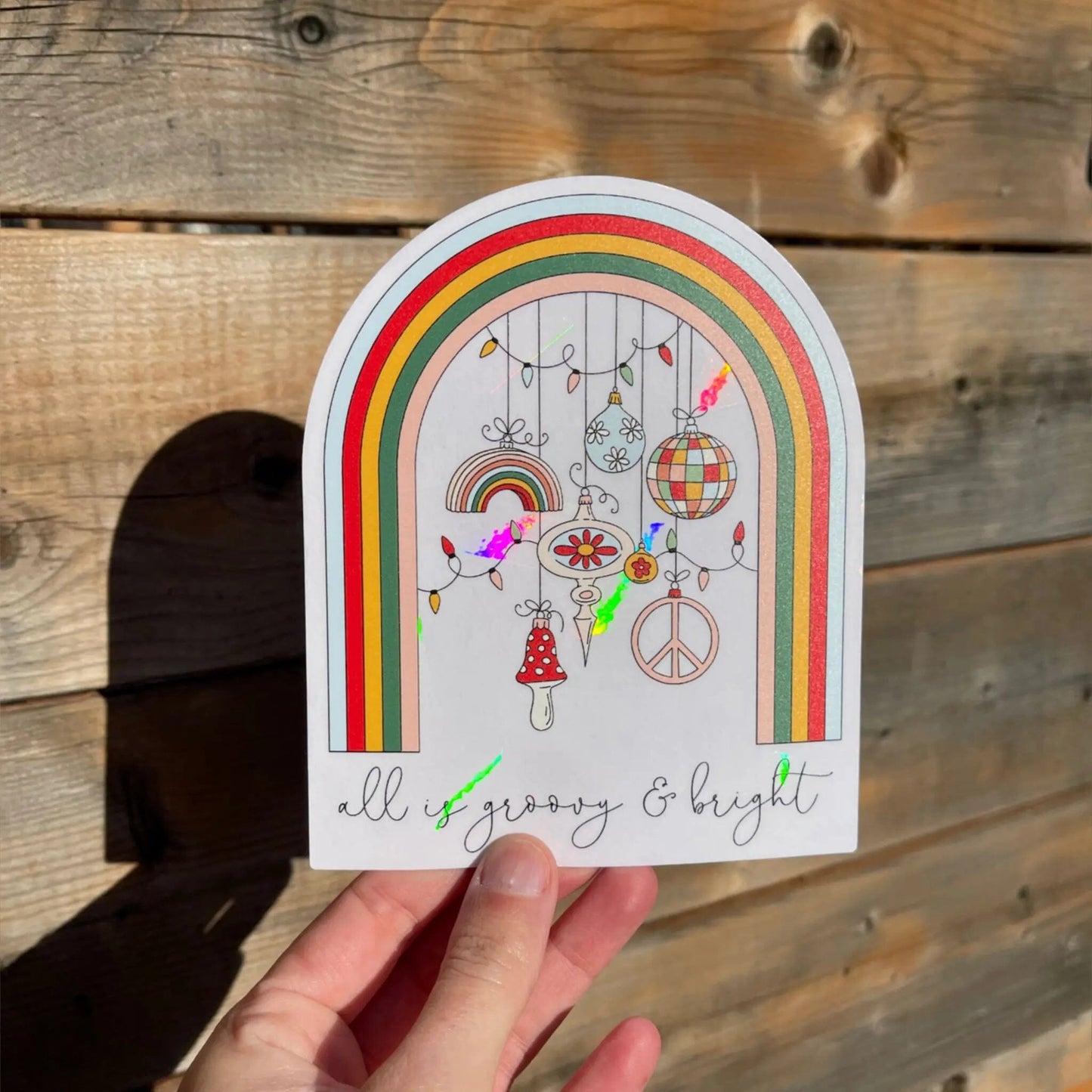 Groovy & Bright Rainbow Suncatcher Sticker Suncatcher Sticker My Sparkling Emporium