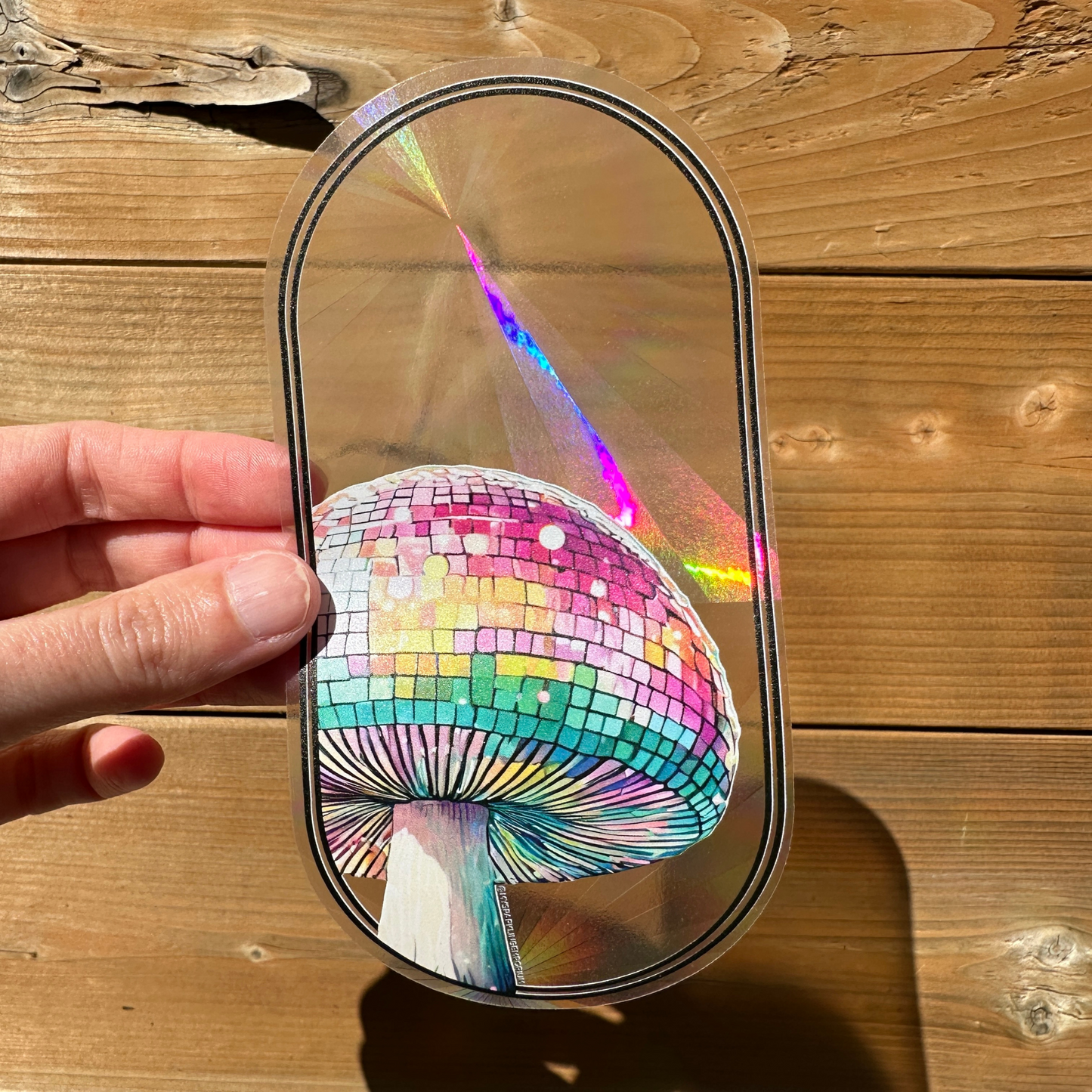 Mirrorball Mushie Suncatcher Sticker My Sparkling Emporium