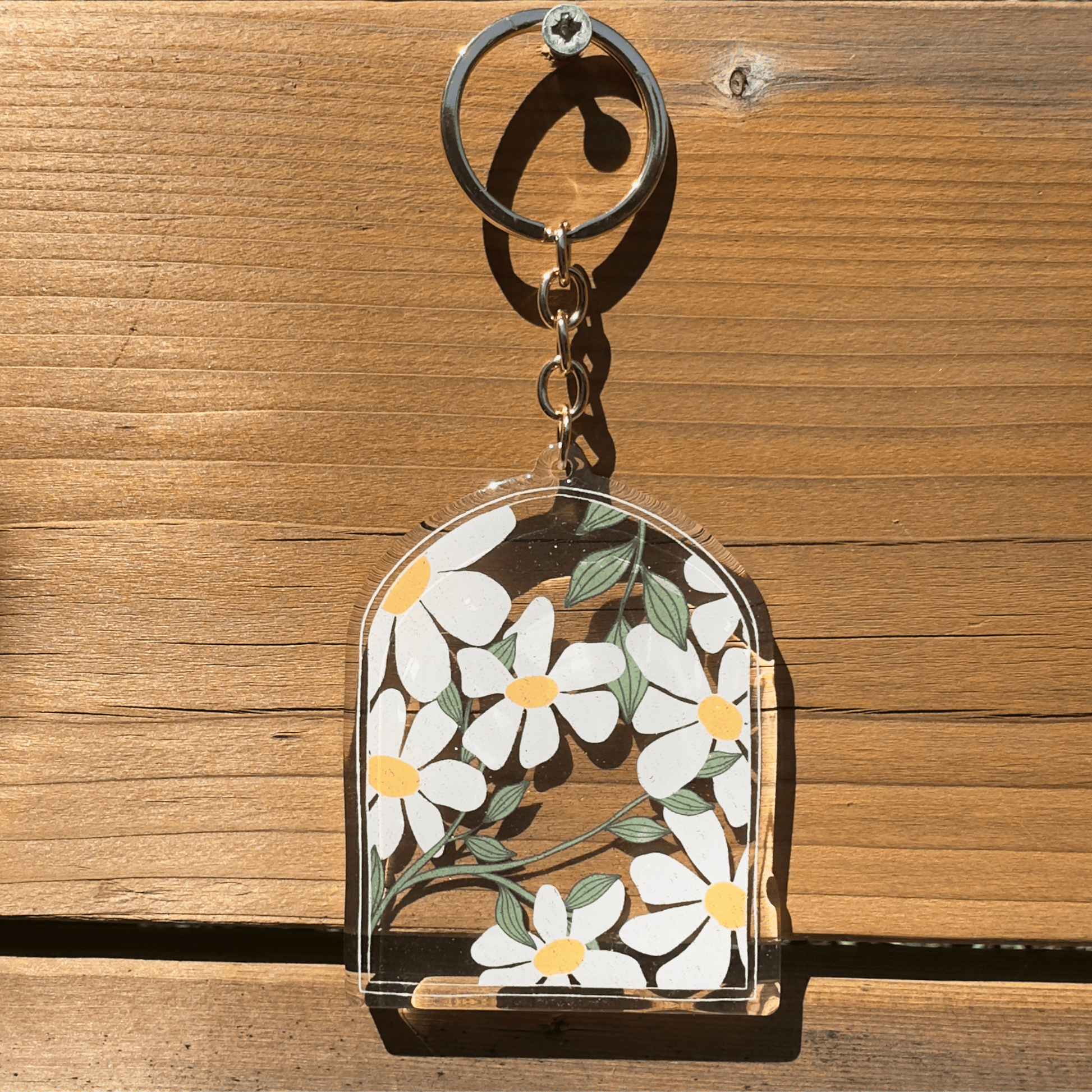 Daisy Acrylic Glitter Key Chain My Sparkling Emporium