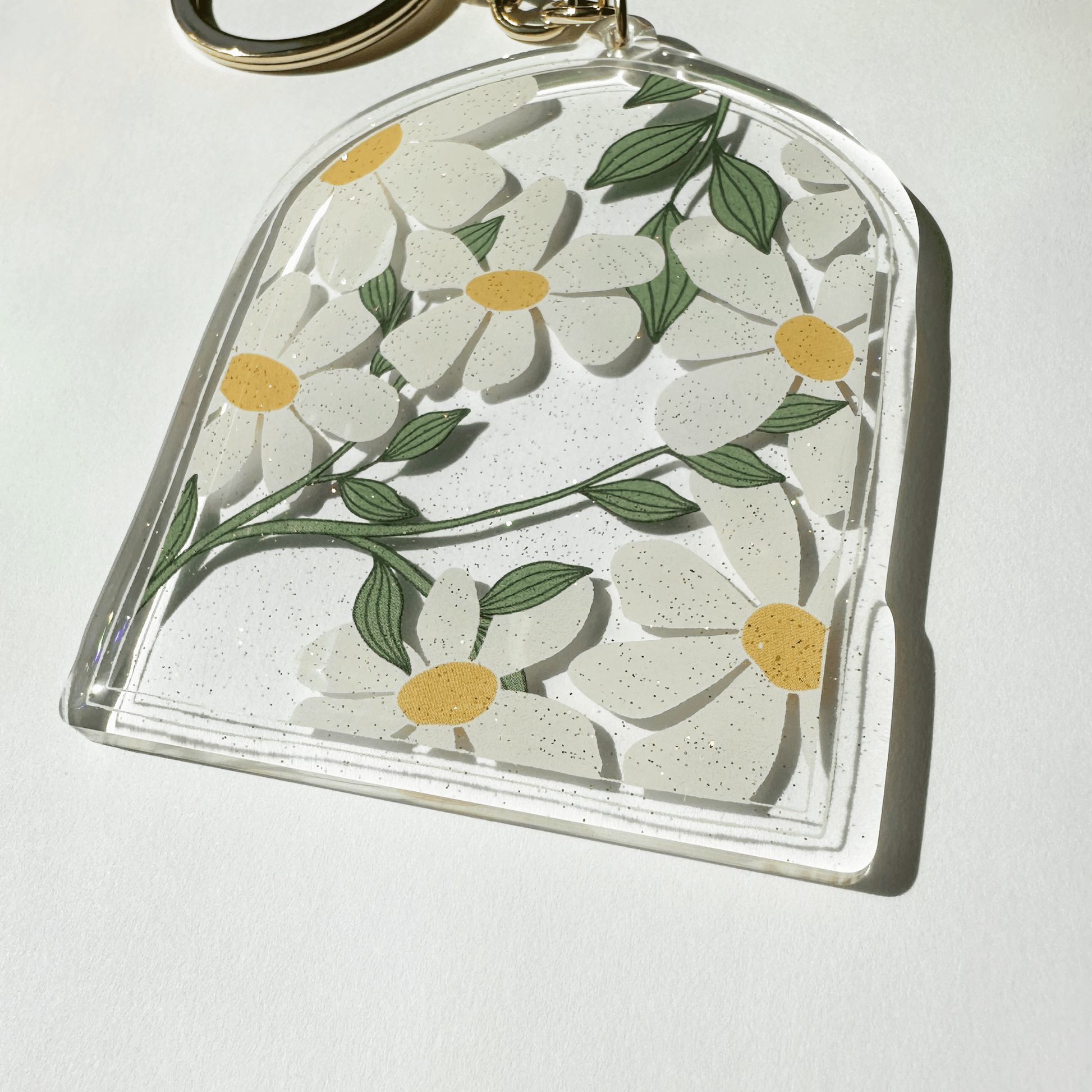 Daisy Acrylic Glitter Key Chain My Sparkling Emporium