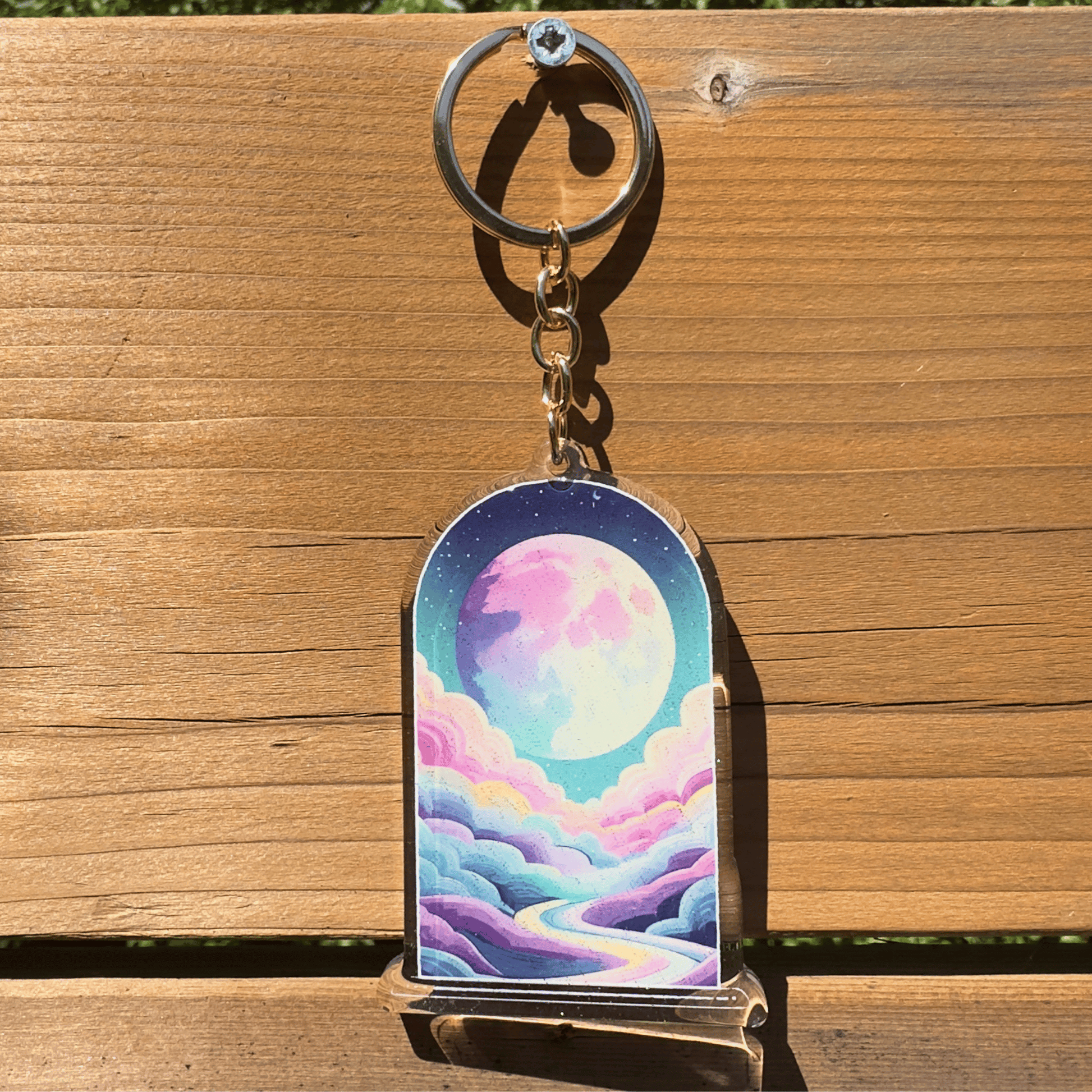 Full Moon Acrylic Glitter Key Chain My Sparkling Emporium