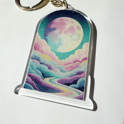 Full Moon Acrylic Glitter Key Chain My Sparkling Emporium