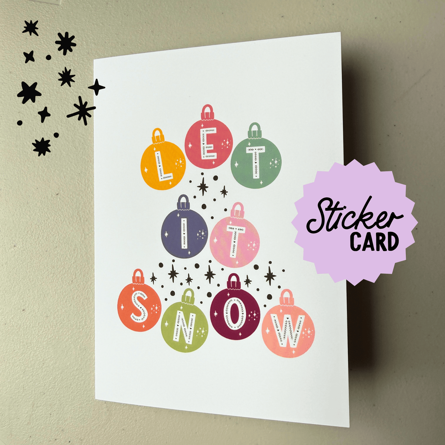 Let It Snow Sticker Greeting Card My Sparkling Emporium