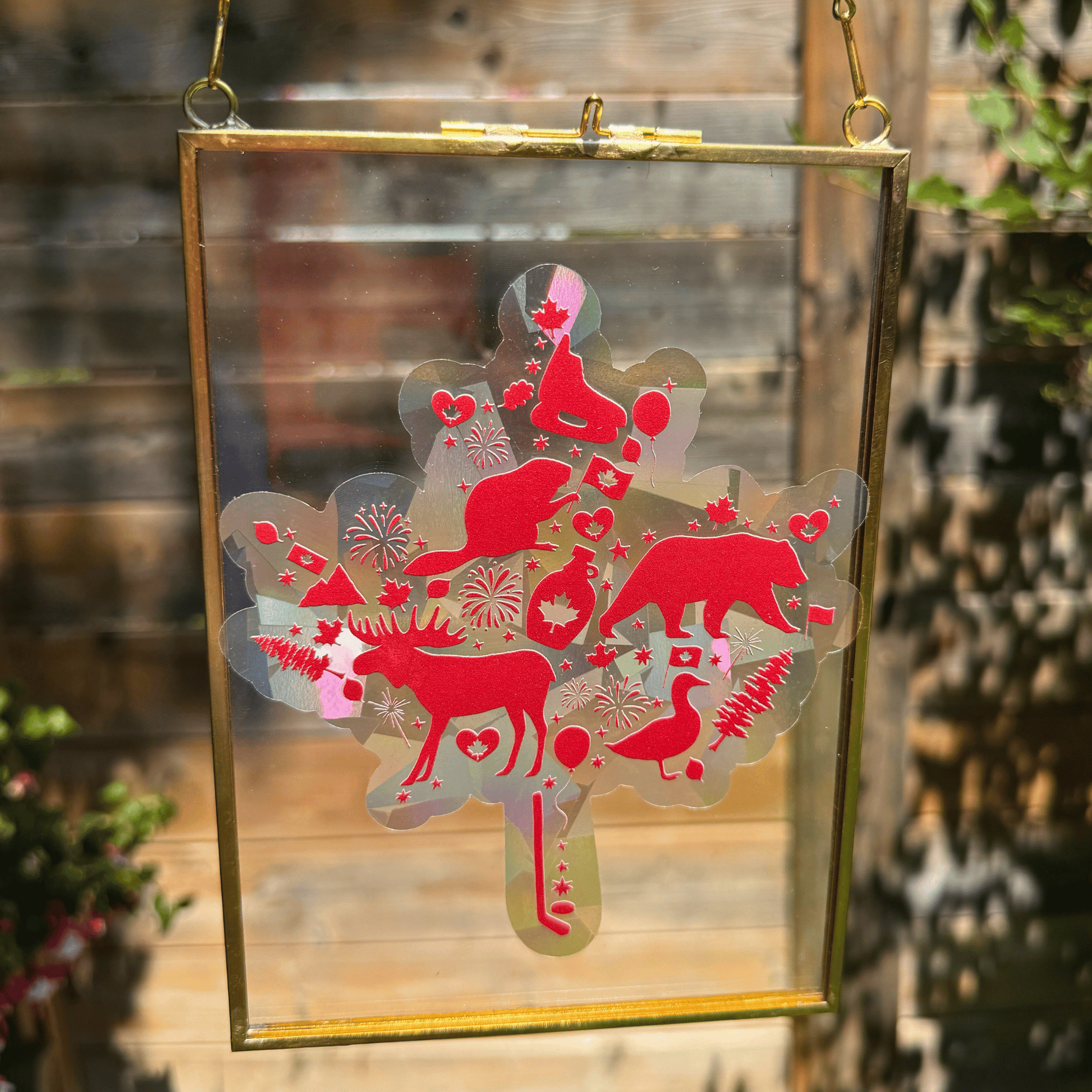 Maple Leaf Suncatcher Sticker My Sparkling Emporium