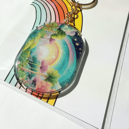 Midnight Rainbow Acrylic Glitter Key Chain My Sparkling Emporium