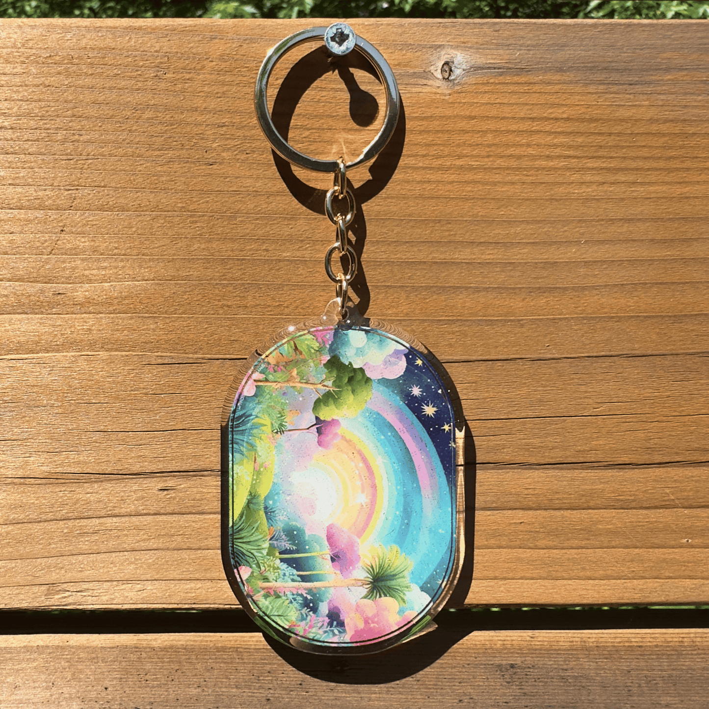 Midnight Rainbow Acrylic Glitter Key Chain My Sparkling Emporium