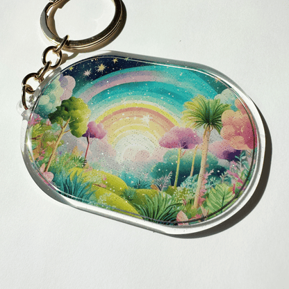 Midnight Rainbow Acrylic Glitter Key Chain My Sparkling Emporium