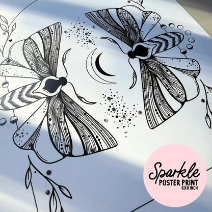 Mirror Moths Sparkle Poster Print My Sparkling Emporium