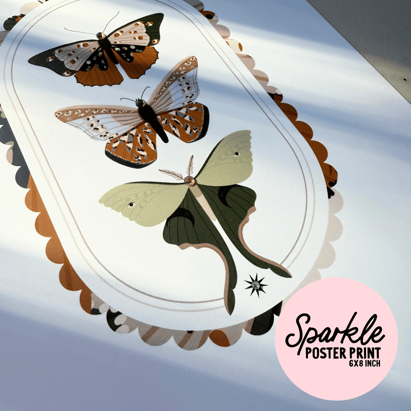 Moths Sparkle Poster Print My Sparkling Emporium