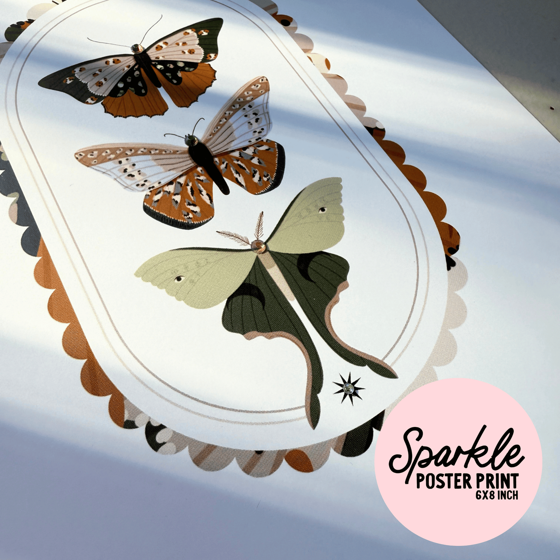 Moths Sparkle Poster Print My Sparkling Emporium