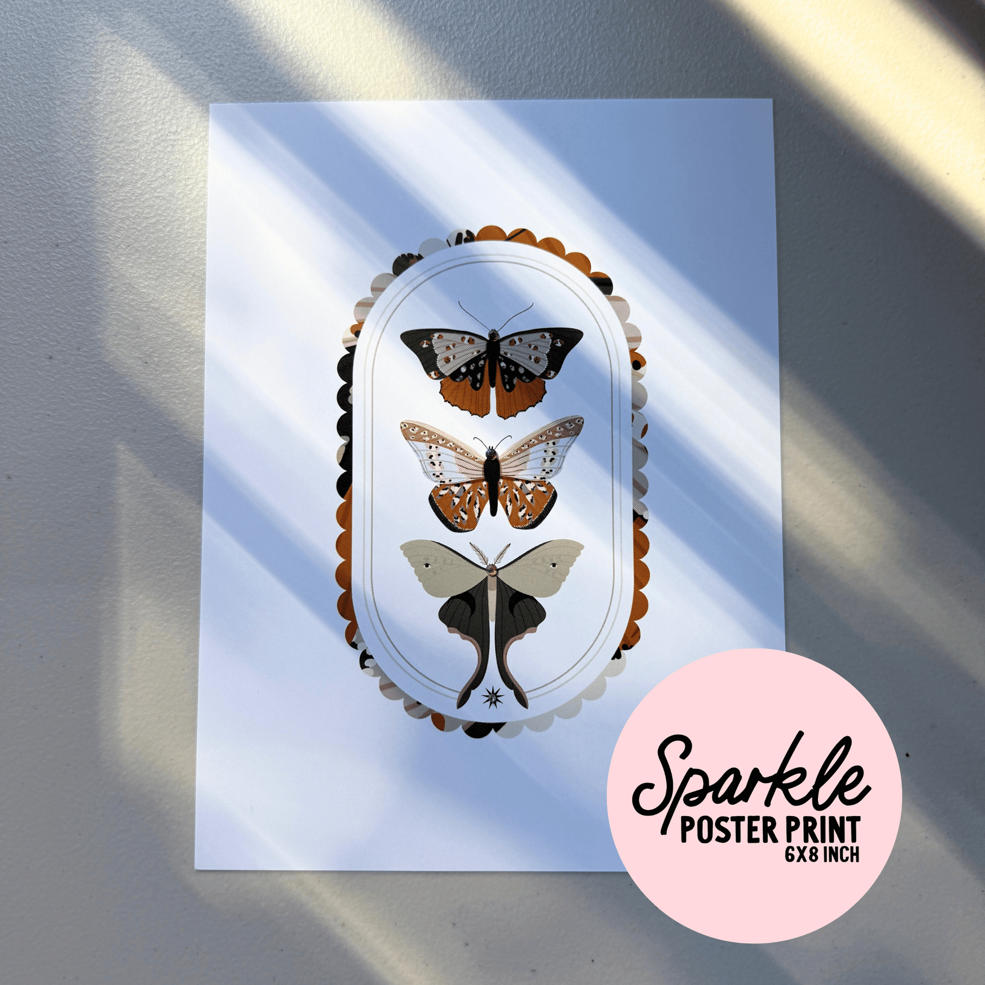 Moths Sparkle Poster Print My Sparkling Emporium