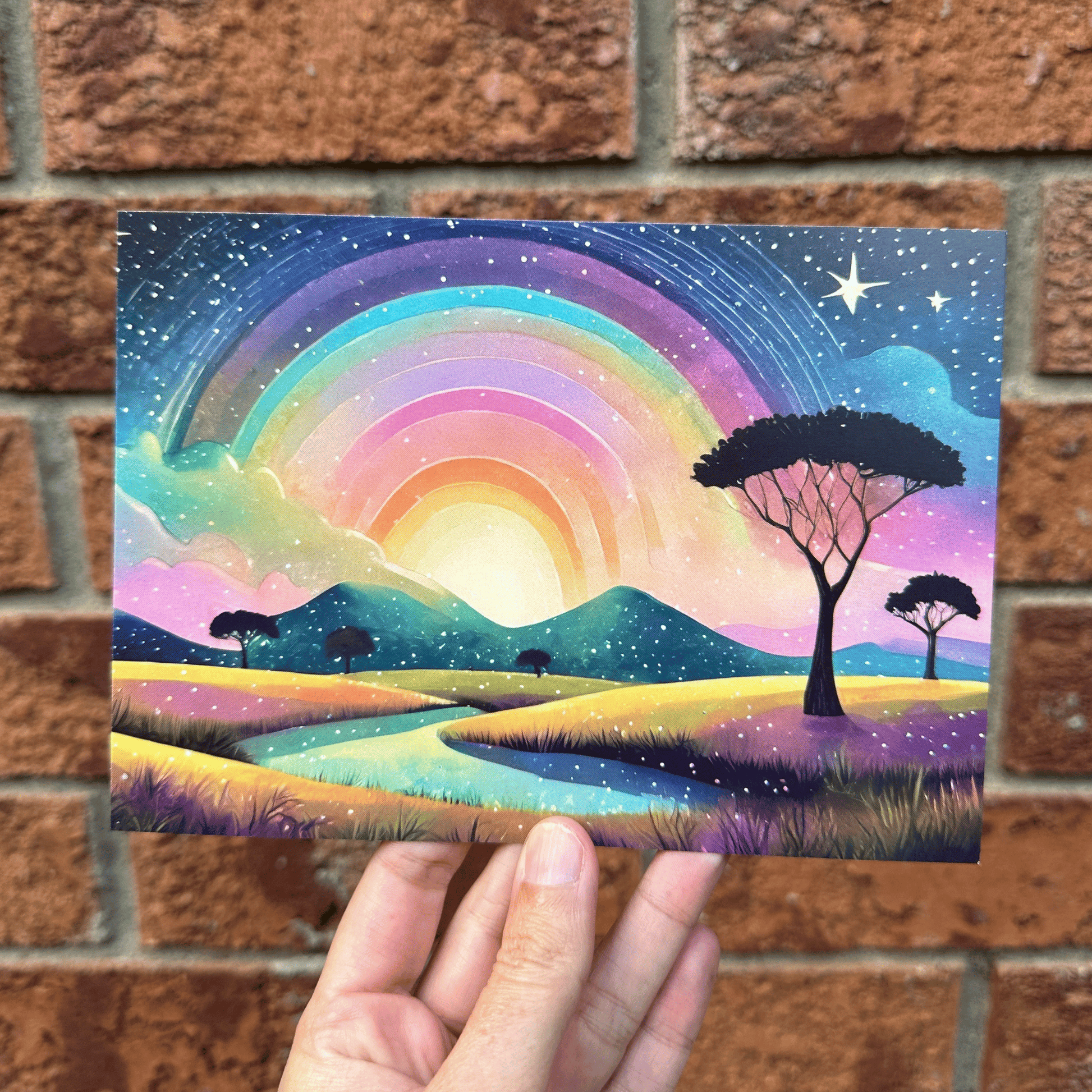 Rainbow Safari Postcard Print My Sparkling Emporium