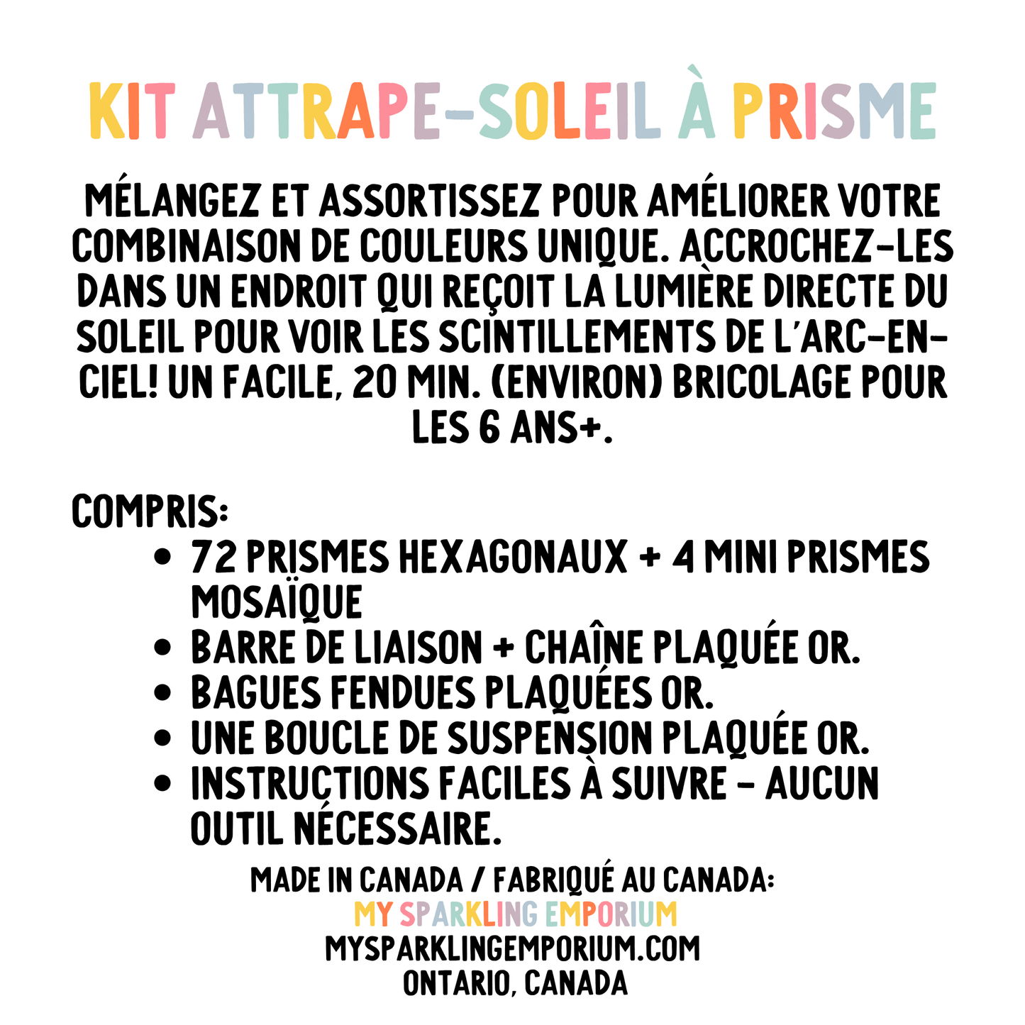 Rainbow Waterfall Prism Suncatcher Kit