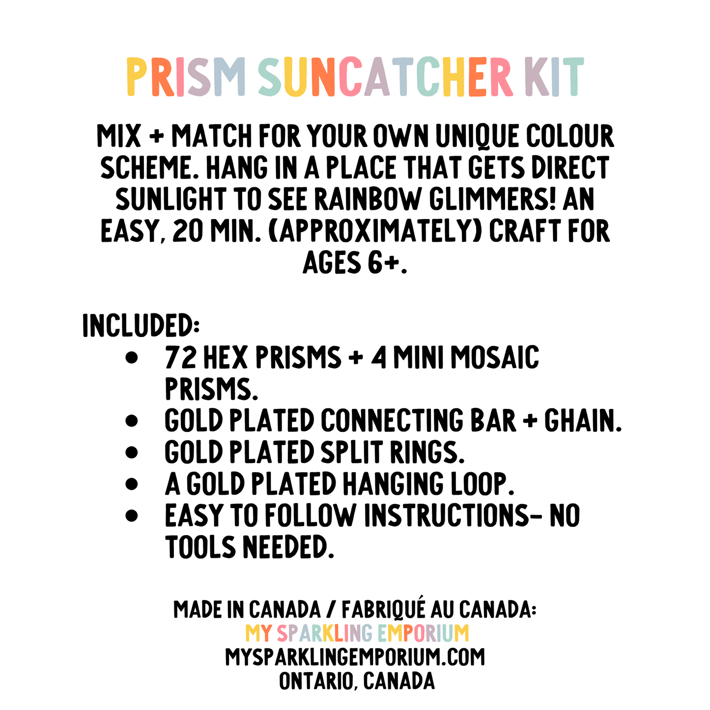 Rainbow Waterfall Prism Suncatcher Kit