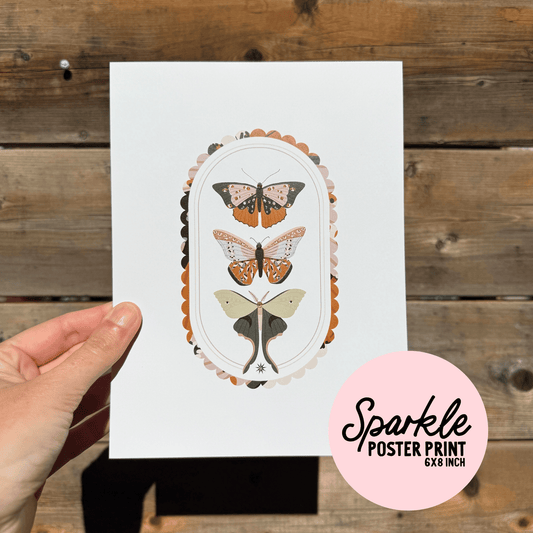 Moths Sparkle Poster Print My Sparkling Emporium