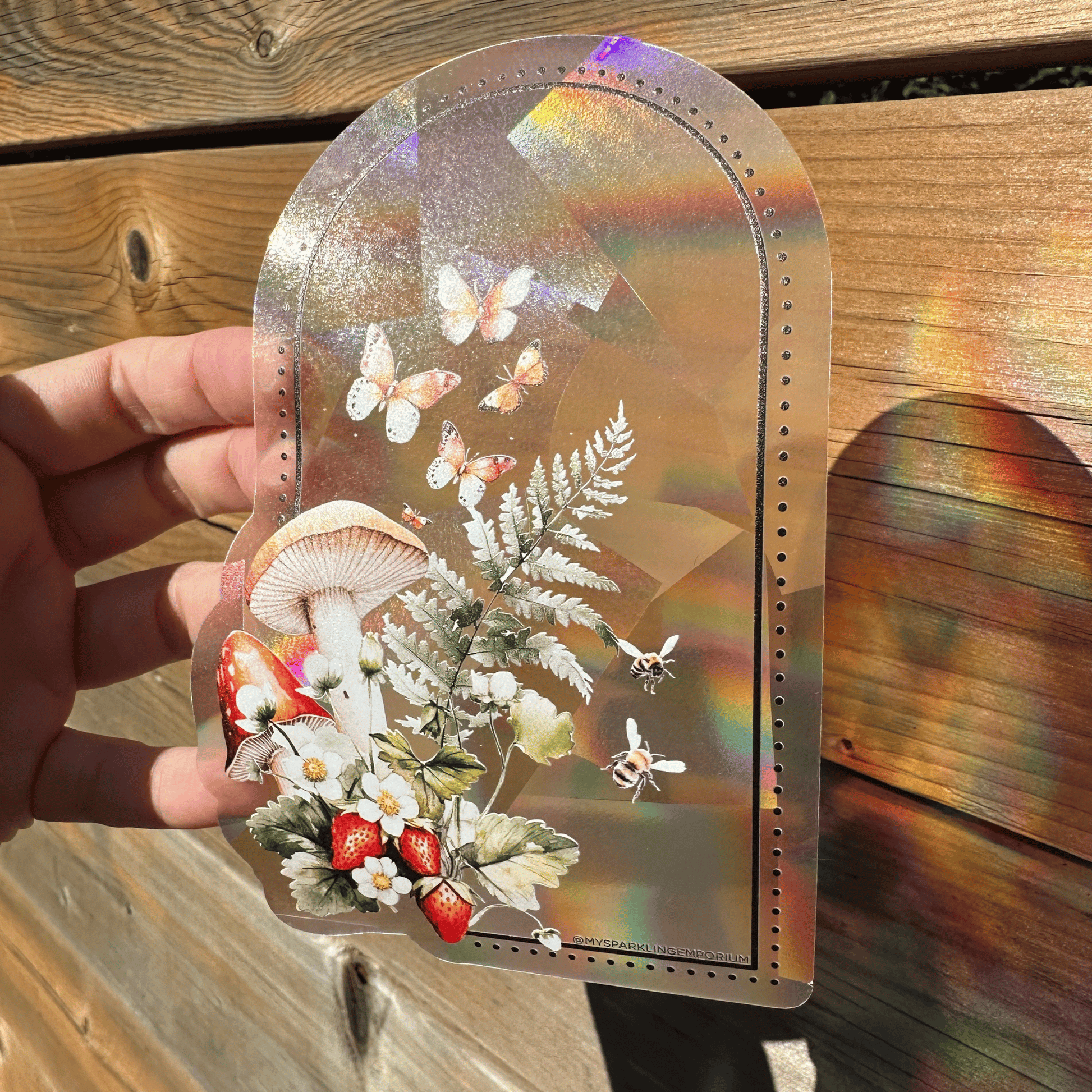 Strawberry Garden Suncatcher Sticker My Sparkling Emporium