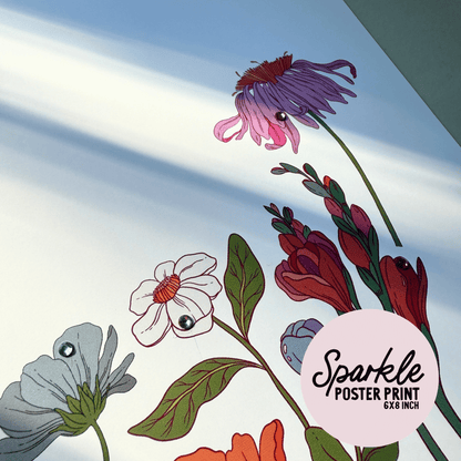 Wildflower Sparkle Poster Print My Sparkling Emporium