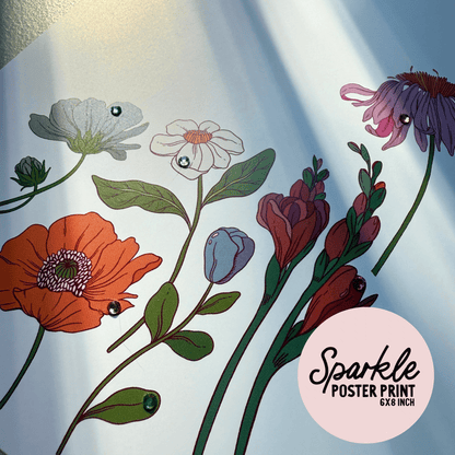 Wildflower Sparkle Poster Print My Sparkling Emporium