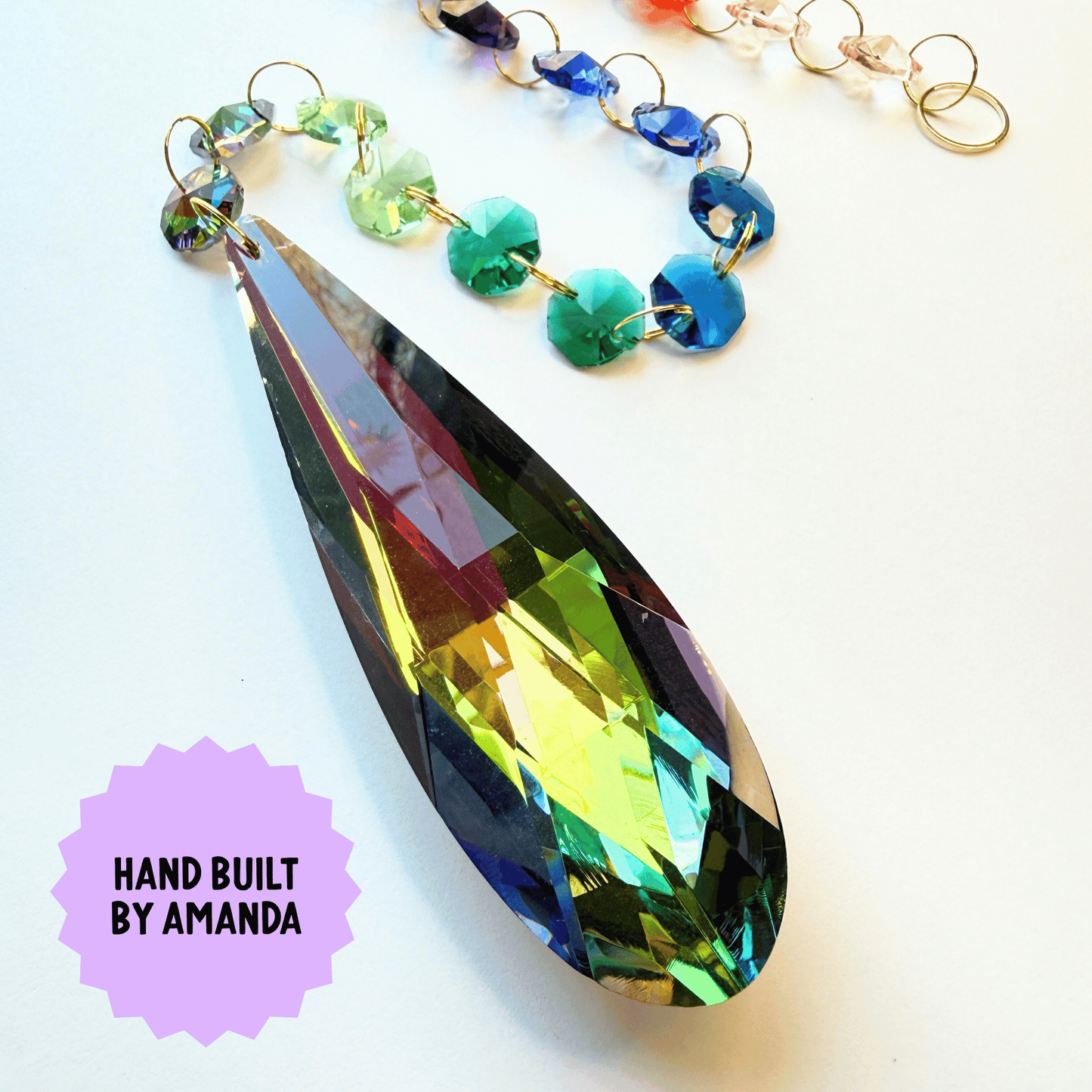 Cosmic Dark Rainbow Drop Sparkle Suncatcher My Sparkling Emporium