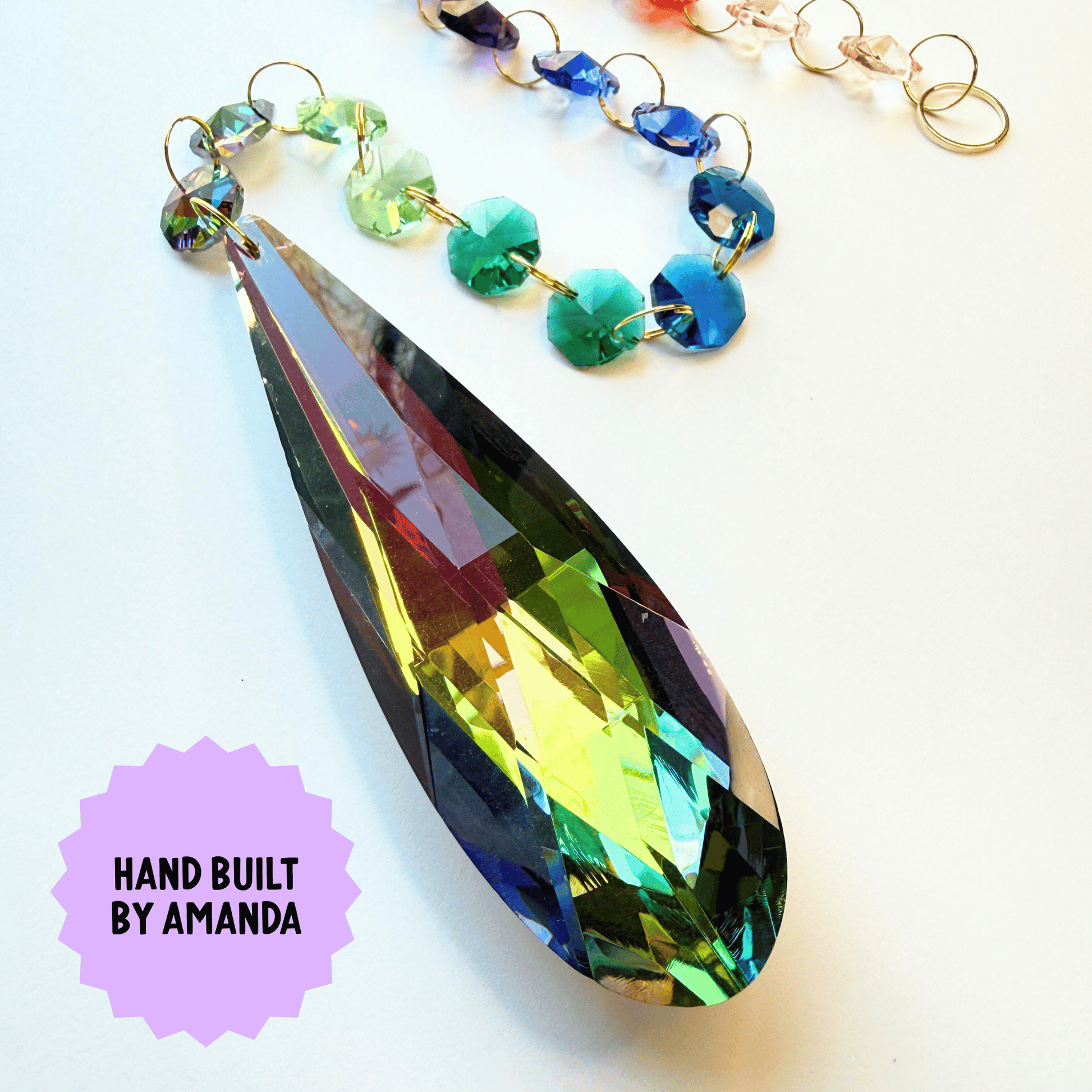 Cosmic Dark Rainbow Drop Sparkle Suncatcher My Sparkling Emporium