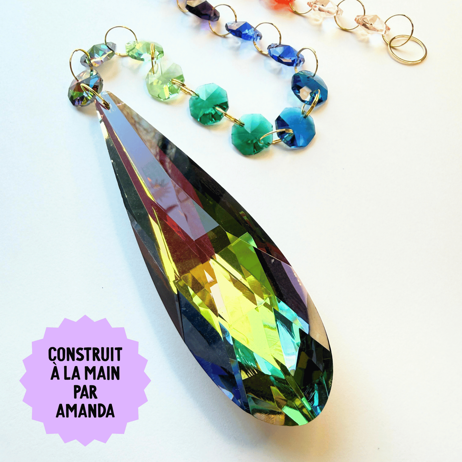 Cosmic Dark Rainbow Drop Sparkle Suncatcher My Sparkling Emporium