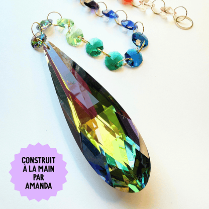 Cosmic Dark Rainbow Drop Sparkle Suncatcher My Sparkling Emporium