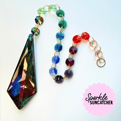 Cosmic Dark Rainbow Drop Sparkle Suncatcher My Sparkling Emporium