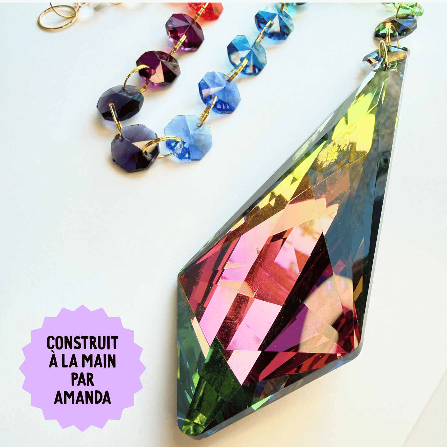 Cosmic Dark Rainbow Drop Sparkle Suncatcher My Sparkling Emporium