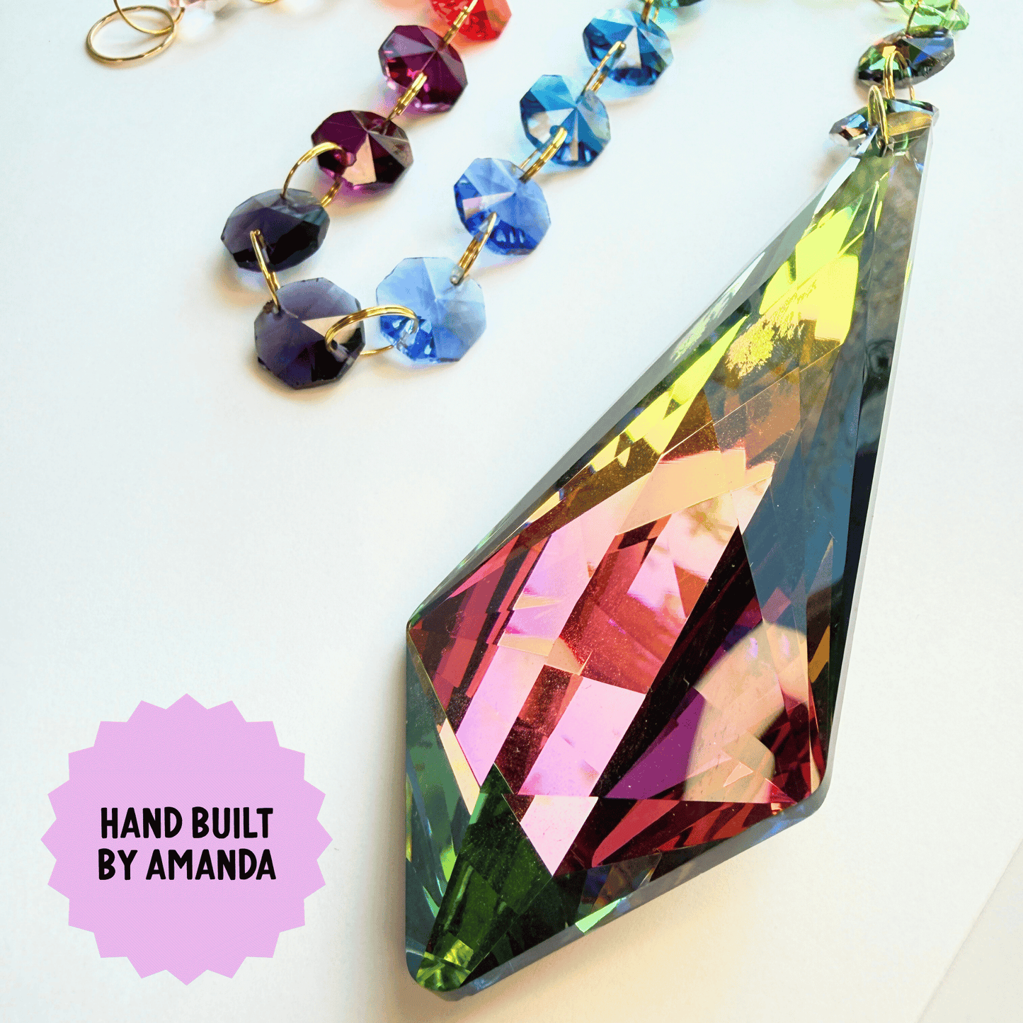 Cosmic Dark Rainbow Drop Sparkle Suncatcher My Sparkling Emporium