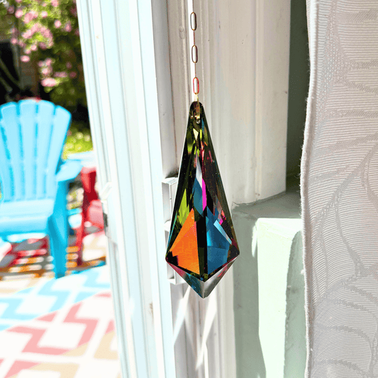 XXL Dark Rainbow Long Geo Prism Suncatcher My Sparkling Emporium
