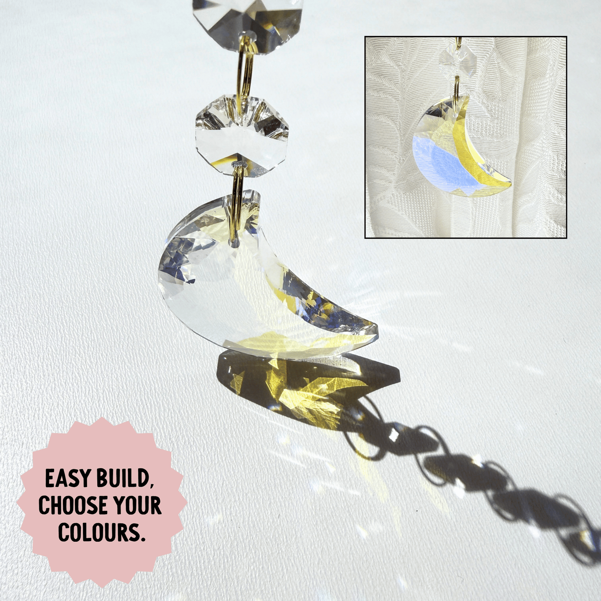 Light Iridescent Crescent Moon Prism Suncatcher Kit My Sparkling Emporium