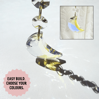 Light Iridescent Crescent Moon Prism Suncatcher Kit My Sparkling Emporium